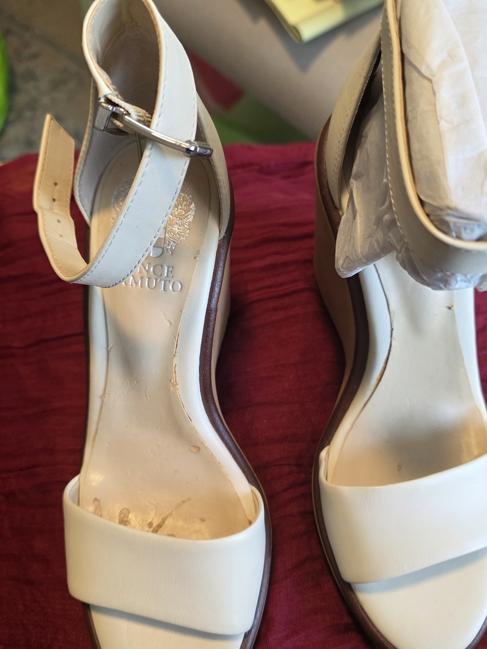 Vince Camuto Cream Ankle-Strap Wedge Sandals